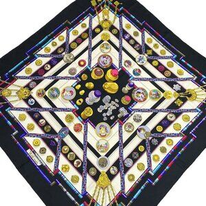 HERMES Carre 90 - Black White Multi Scarf 231-072425